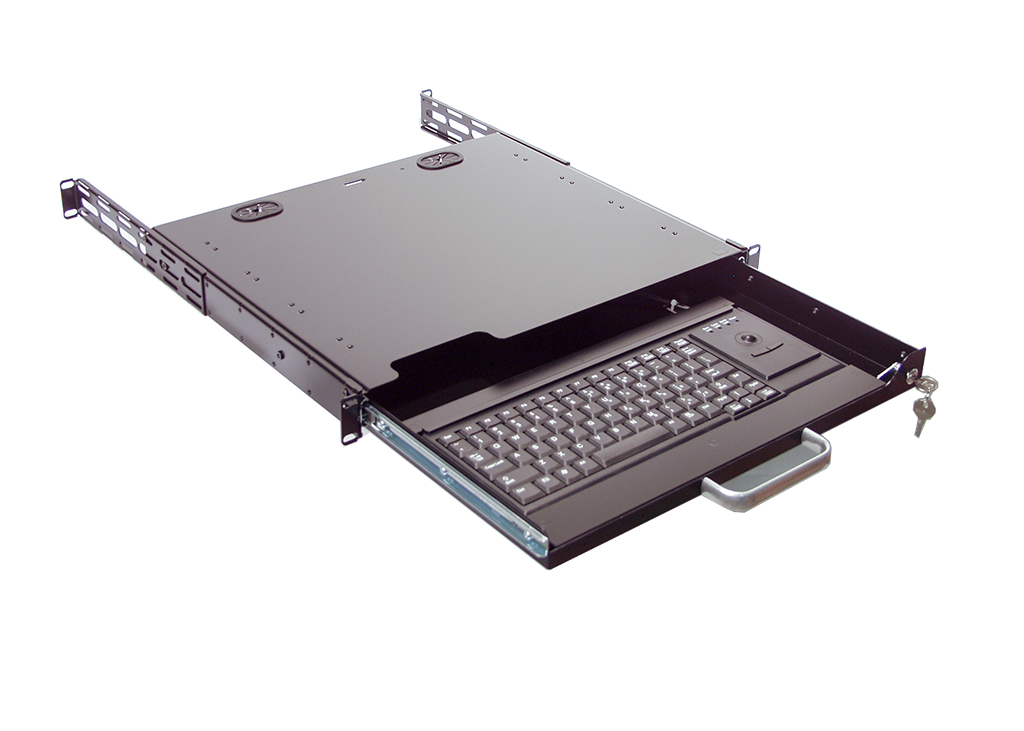 1U Rackmount keyboard and trackball mouse